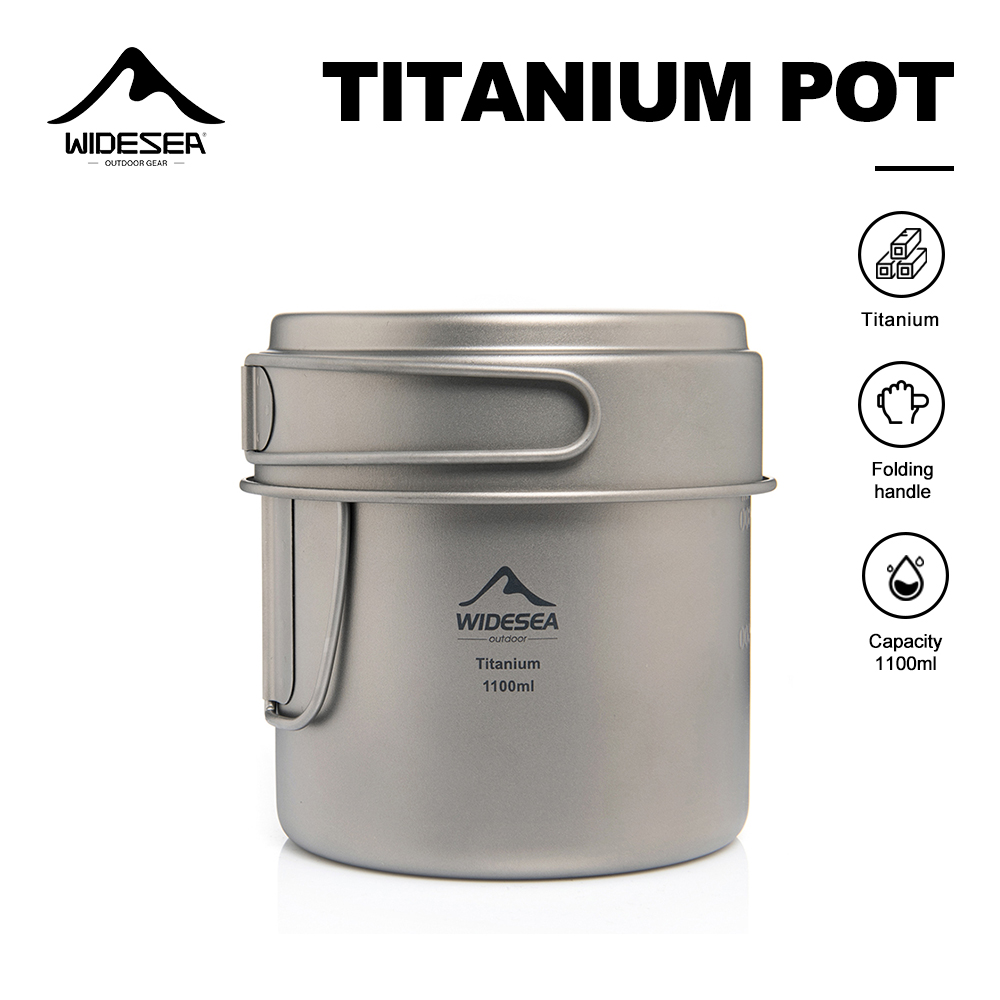 Foldable Backpack Small - Widesea Ultralight Titanium Camping Pot 1100ml