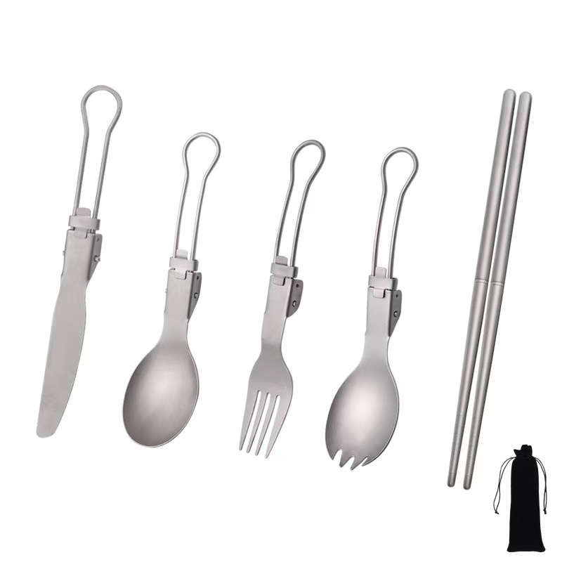 Foldable Backpack Small - Titanium Foldable Utensil Set with Fork