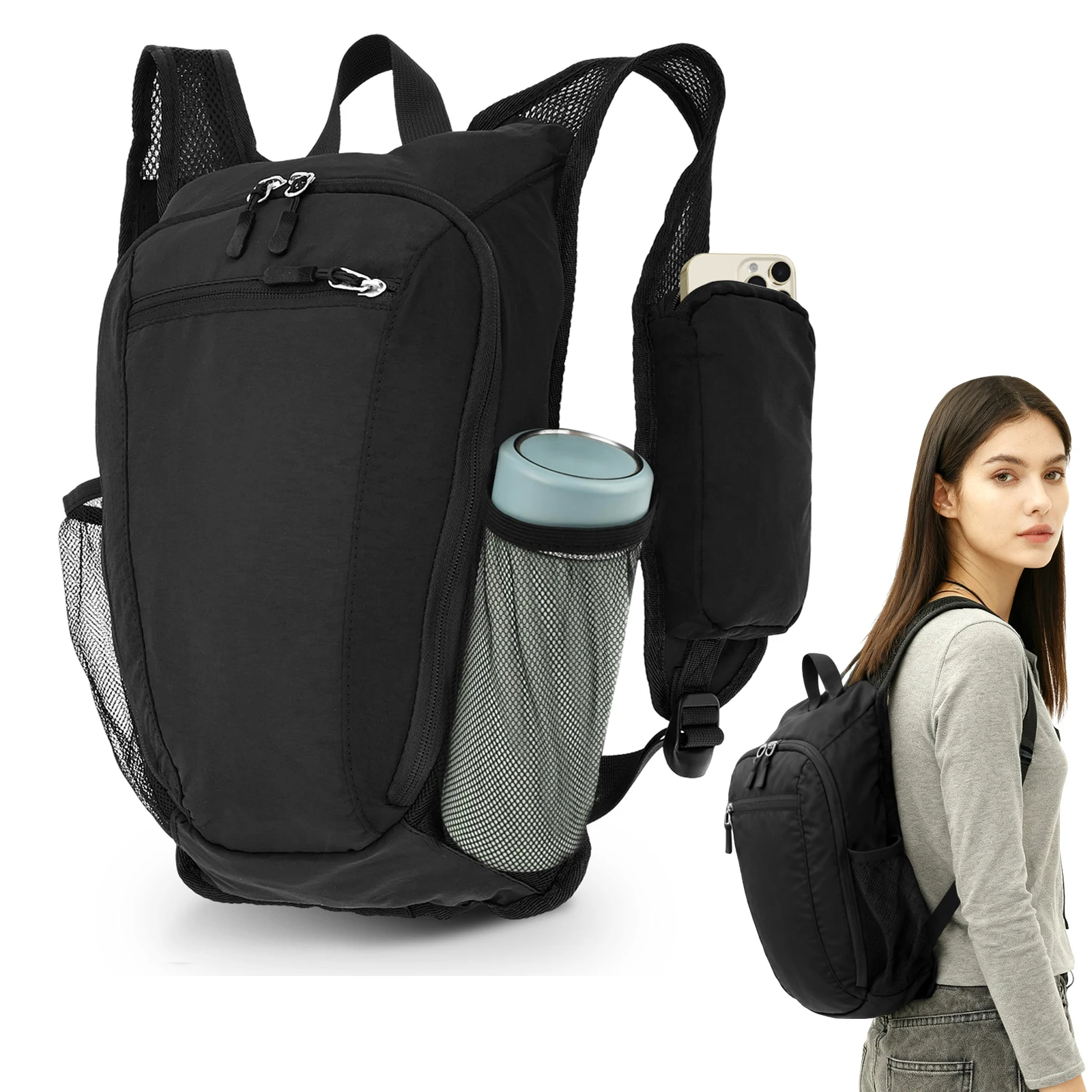 Foldable Backpack Small - 10L Small Hiking Backpack Travel Dual
