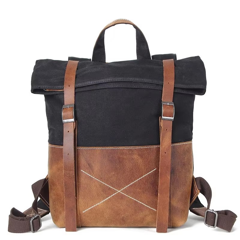 Fashion Men Backpack Waxed Can - Leather Backpack Vintage review and price