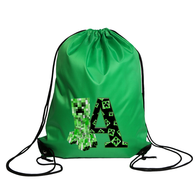Cartoon Minecrafted Polyester  - Drawstring Gym Bag review and price