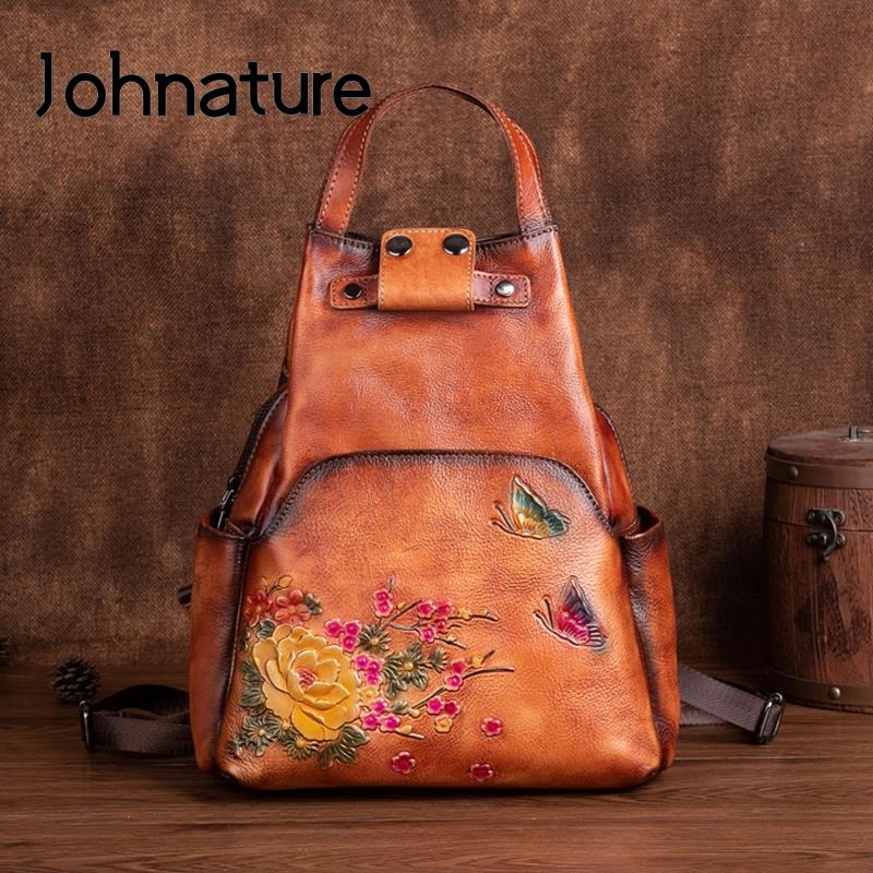 Johnature Genuine Leather Embo - Leather Backpack Vintage review and price