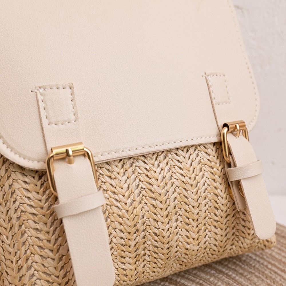 Fashion PU Leather Straw Backp - Leather Backpack Vintage review and price